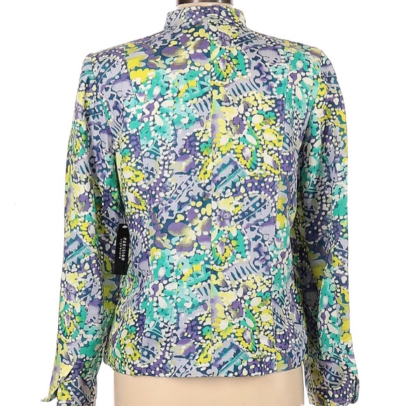NWT Parisian Signature snap button long sleeve mosaic beautiful colorful jacket - Picture 2 of 11